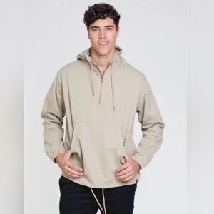 Kolby Black Beige Hooded Pullover Casual Light Jacket M